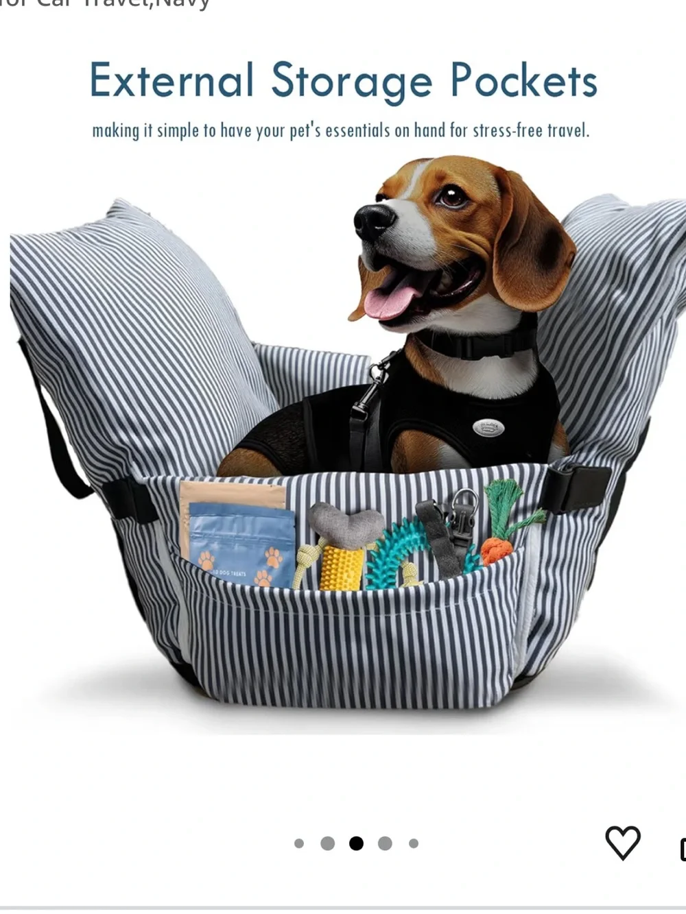 Elevated Dog Car Seat for Small/Medium Dog w/ Safety Belt, Non-Slip Base NEW
